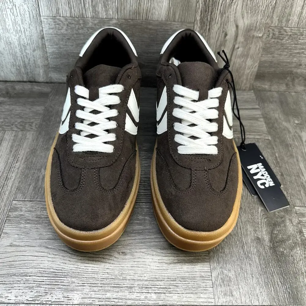 Madden NYC Platform Sneakers Womens 7.5 Brown Suede Chunky Gum Sole NEW